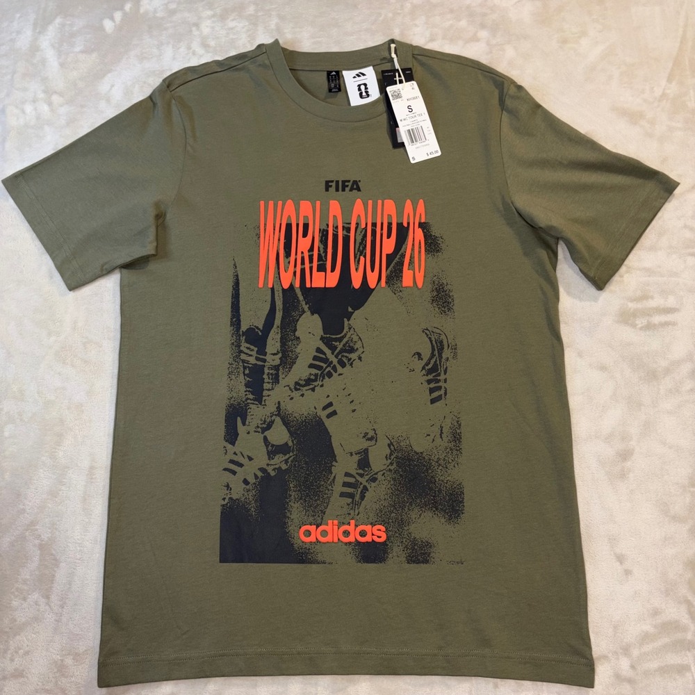 Adidas FIFA World Cup 26 Tour Tee Mens Small Olive Strata KH3681 Soccer T-Shirt